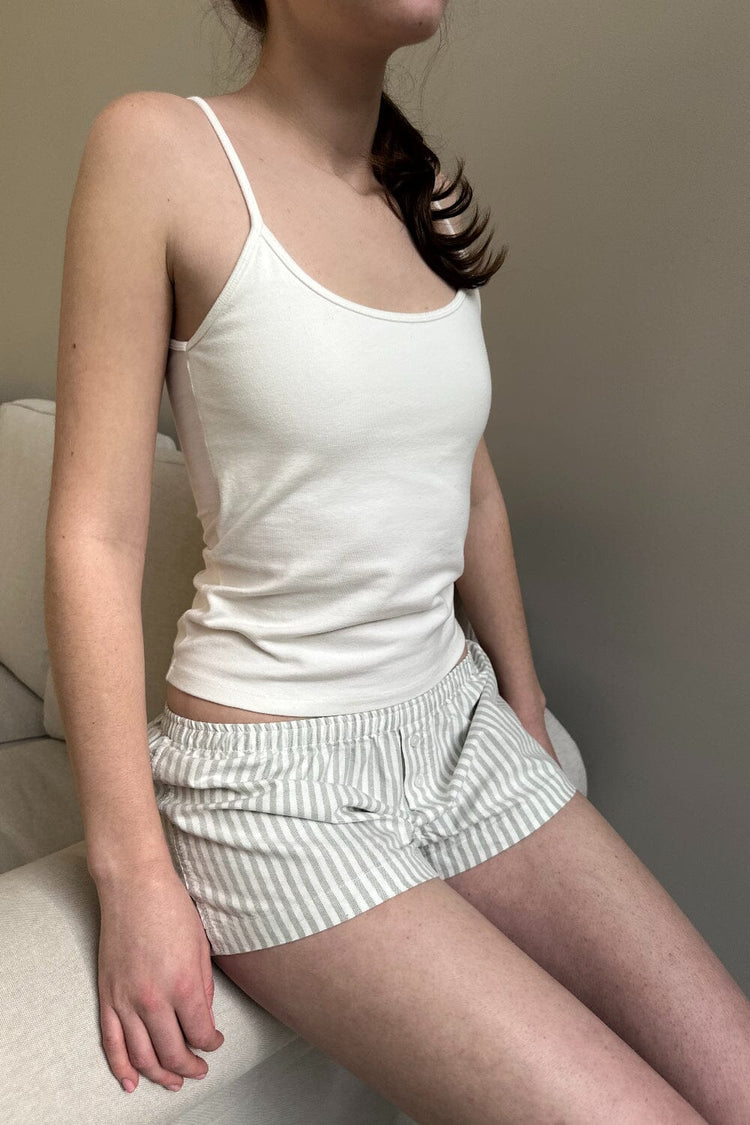 Keira Pajama Shorts | White With Beige Stripes / XS/S