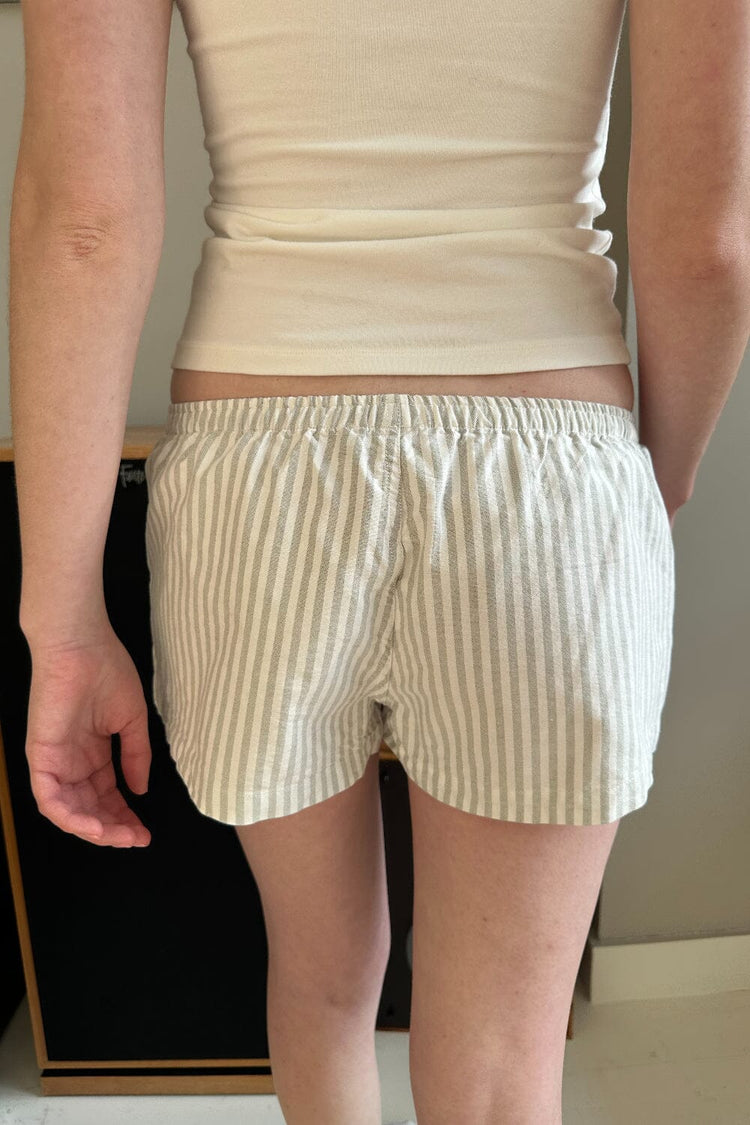 Keira Pajama Shorts | White With Beige Stripes / XS/S