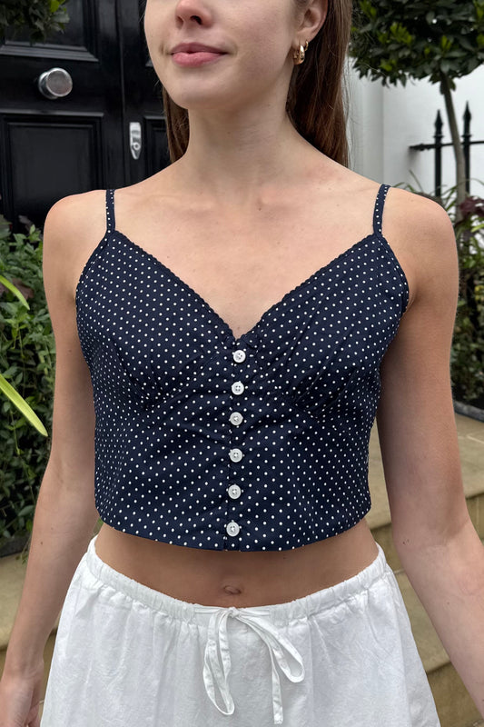 Navy With White Polka Dots