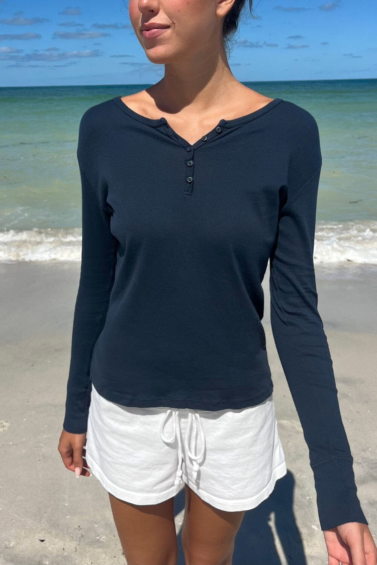 Callan Long Sleeve Top | Navy Blue / S