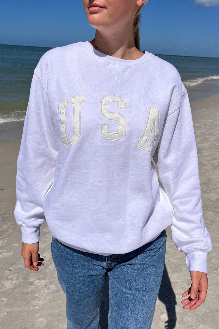 Erica USA Sweatshirt | Heather White / Oversized Fit