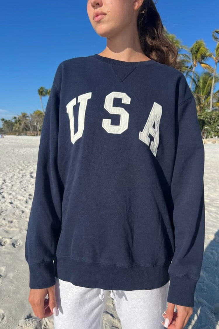 Erica USA Sweatshirt | Navy Blue / Oversized Fit