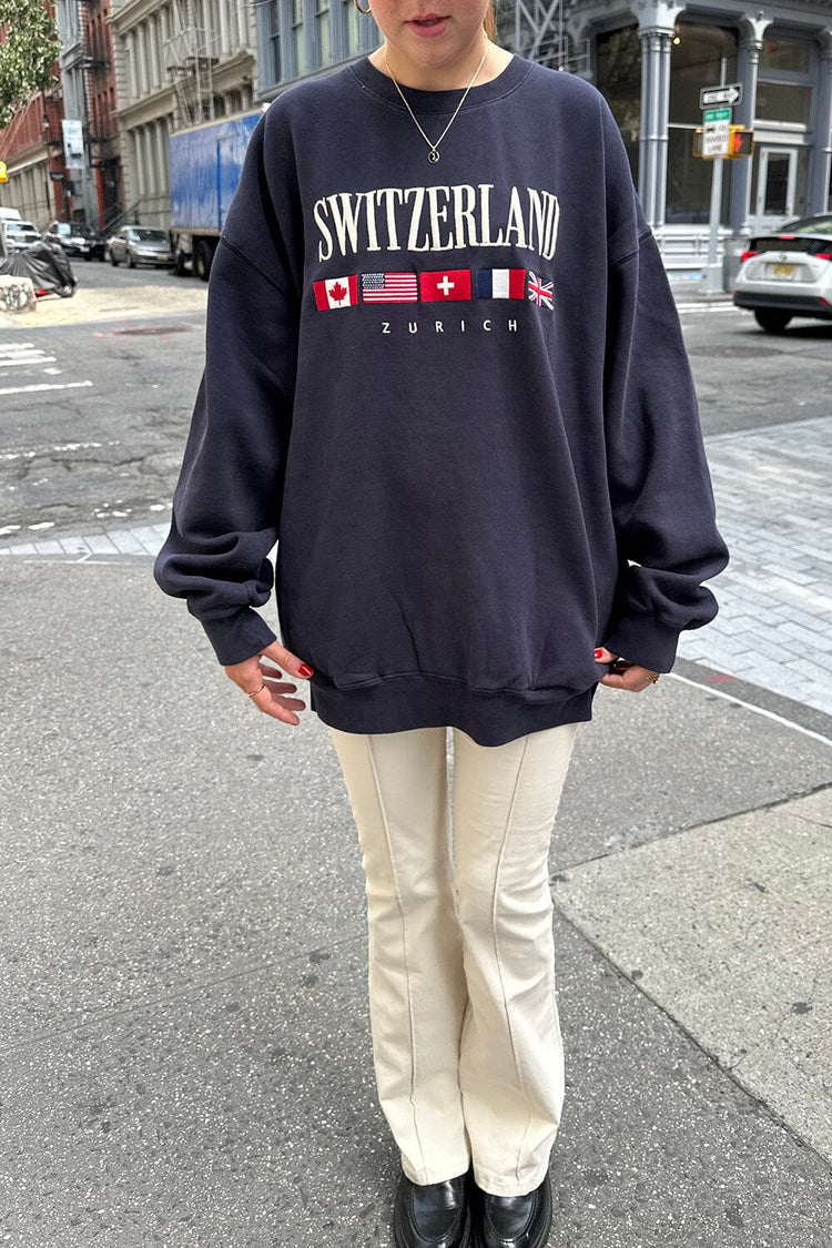 Erica Switzerland Flag Sweatshirt | Classic Navy / Oversized Fit