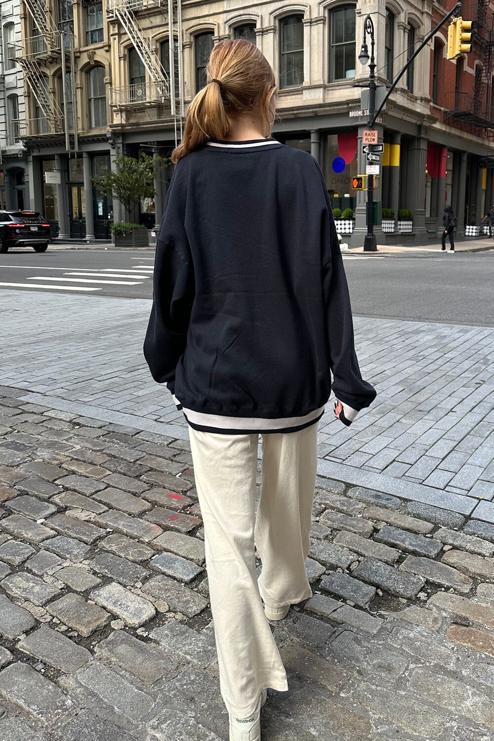 Erica Trimming Sweatshirt | Navy Blue / Oversized Fit