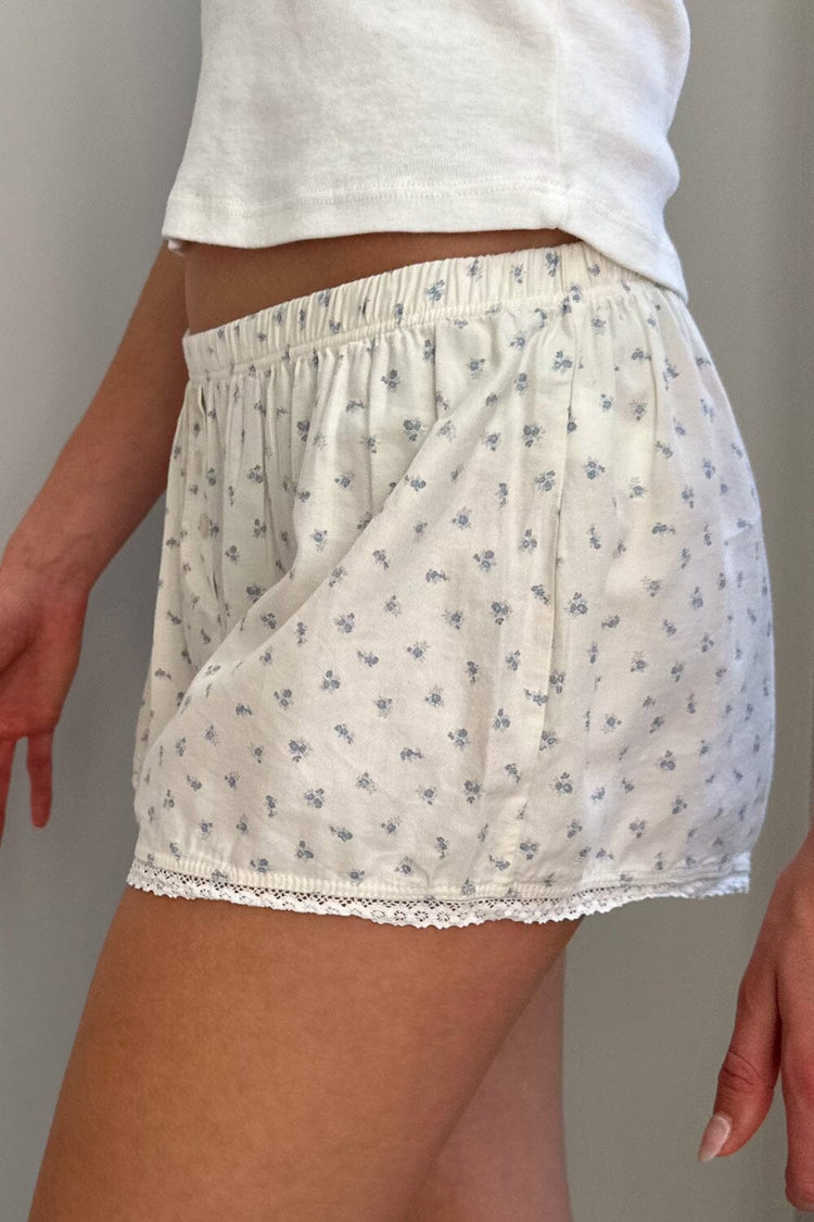 Keira Floral Boxer Shorts | Ivory and light blue florals / XS/S