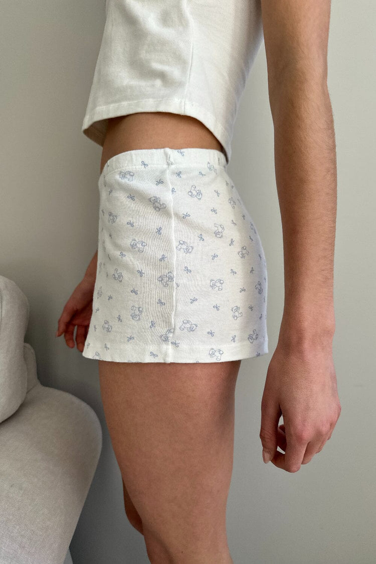 Emery Teddy Cotton Shorts | Teddy Light Blue With Bows / XS/S