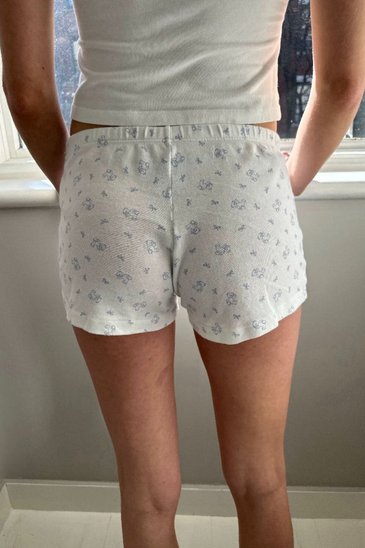 Emery Teddy Cotton Shorts | Teddy Light Blue With Bows / XS/S