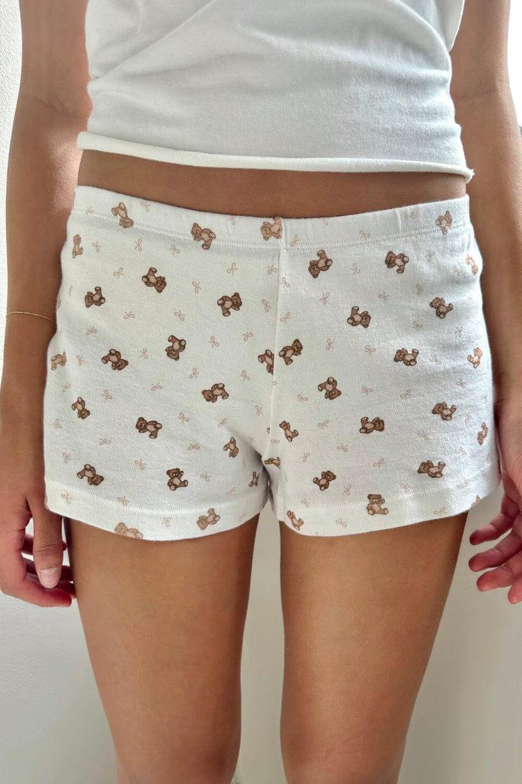 Emery Cotton Shorts | White with Teddy Bears / XS/S