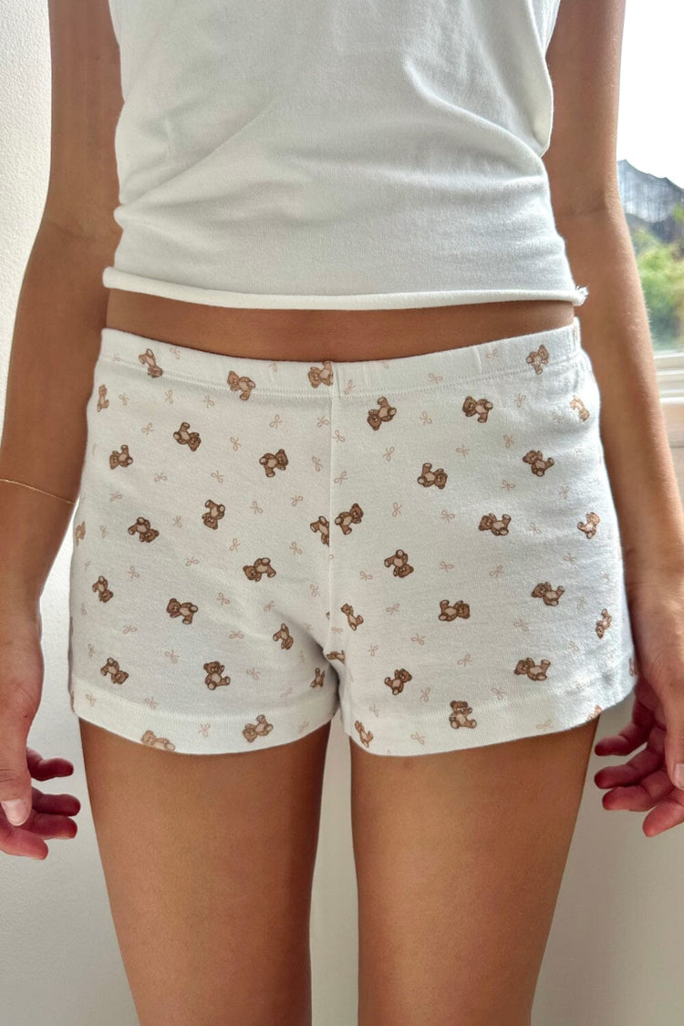 Emery Cotton Shorts | White with Teddy Bears / XS/S