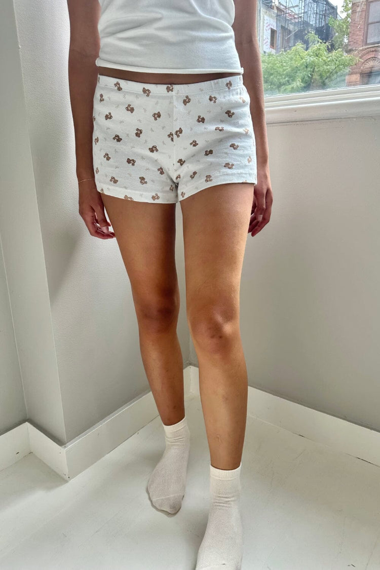 Emery Cotton Shorts | White with Teddy Bears / XS/S