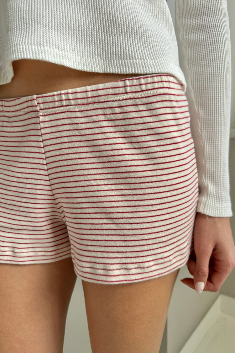 Emery Striped Shorts | White with Red Stripes / XS/S