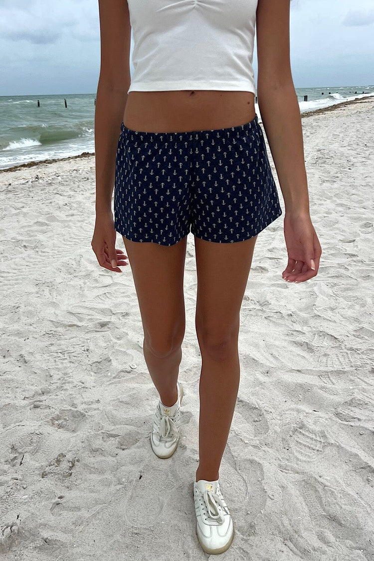 Emery Anchor Shorts | Navy Blue with White Anchor / XS/S