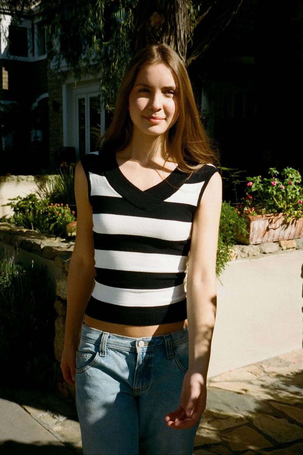 Amira Stripes Top | Black And White Stripes / XS/S