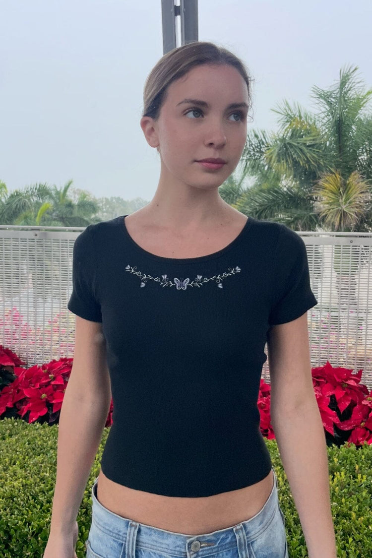 Helen Butterfly Top | Black / XS/S