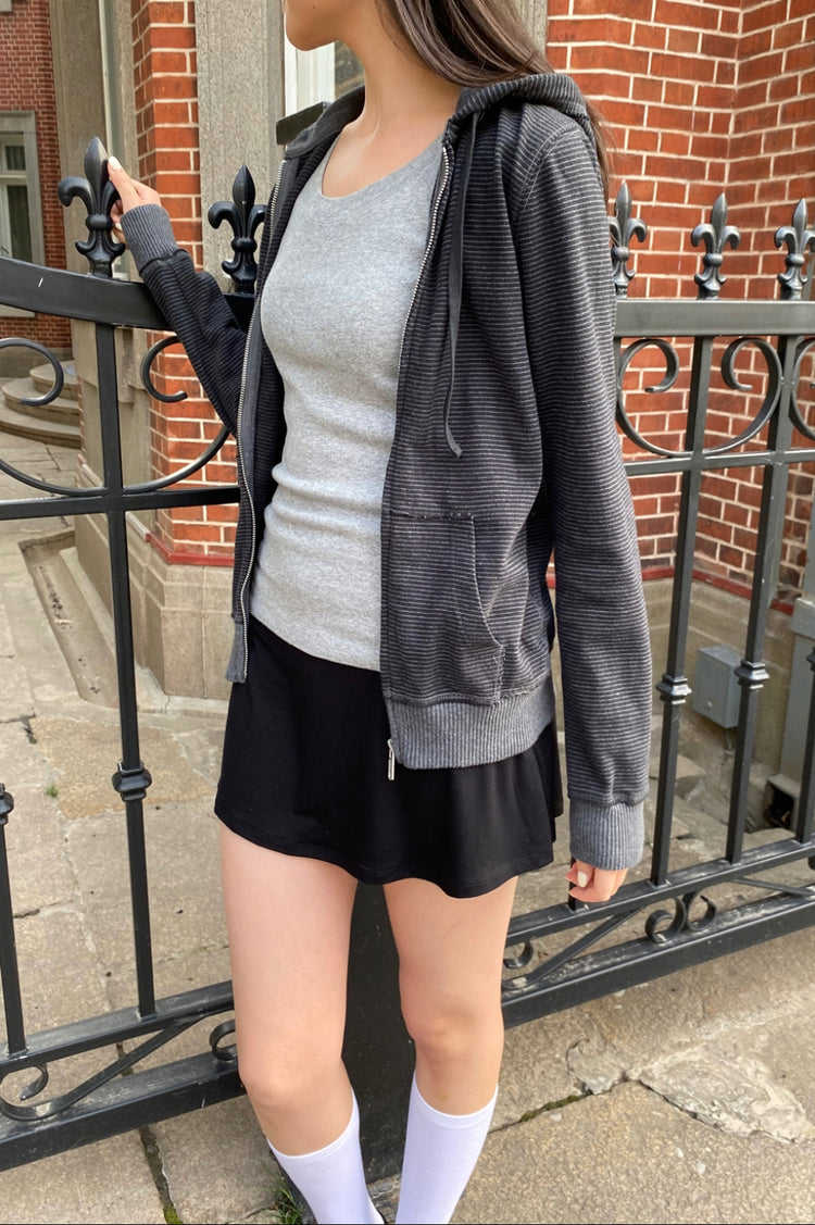 Christy Striped Hoodie | Grey And Charcoal Stripes / Regular Fit