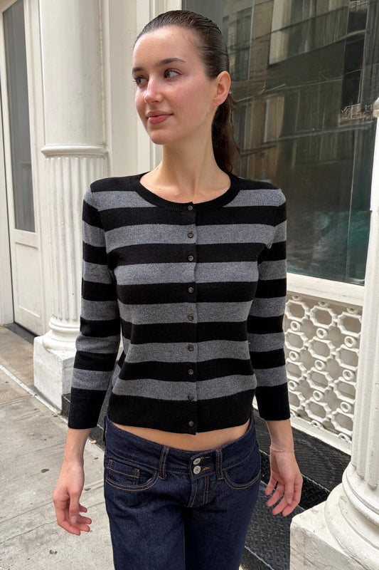 Heather Grey and Black Stripes / S