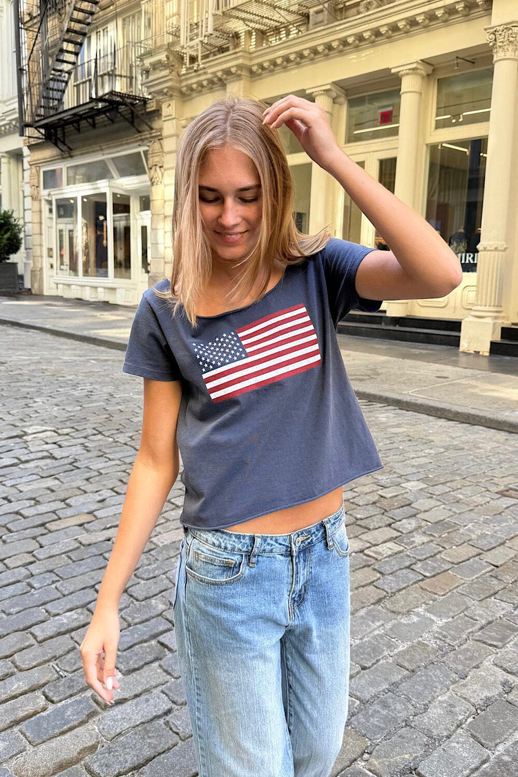 Robyn American flag Top | Faded Navy Blue / XS/S