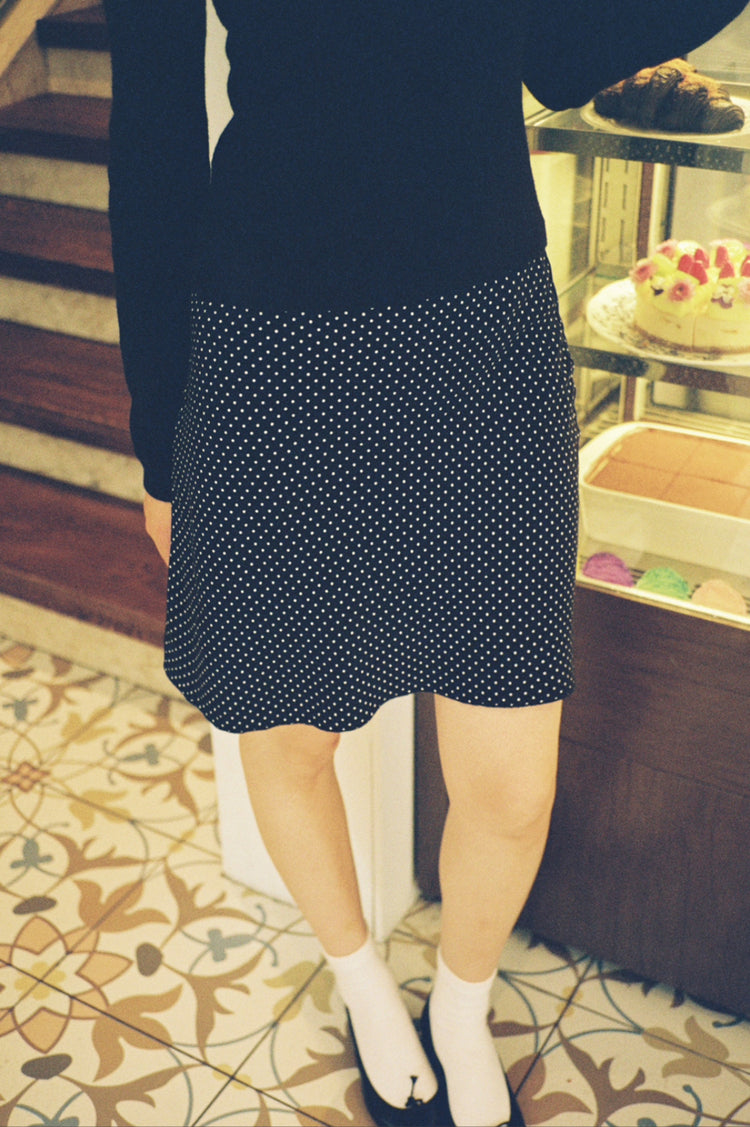 Sephira Polka Dots Skirt | Black With White Polka Dots / XS/S