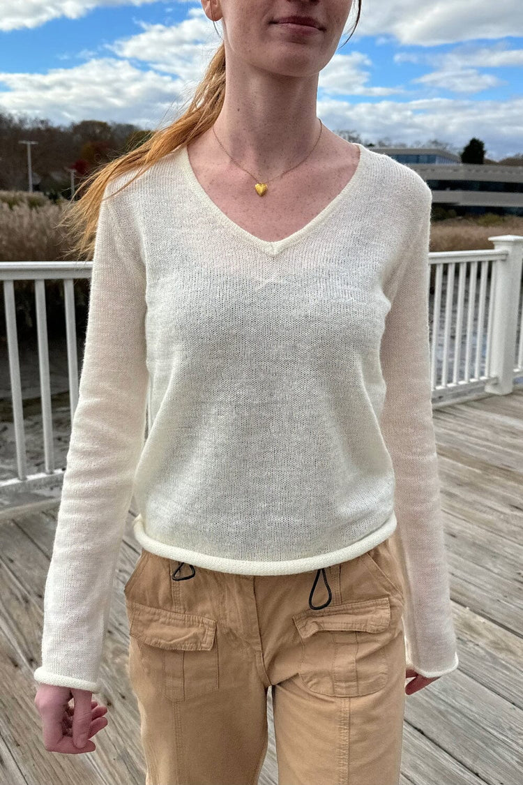 Andi V-Neck Sweater | Ivory / XS/S