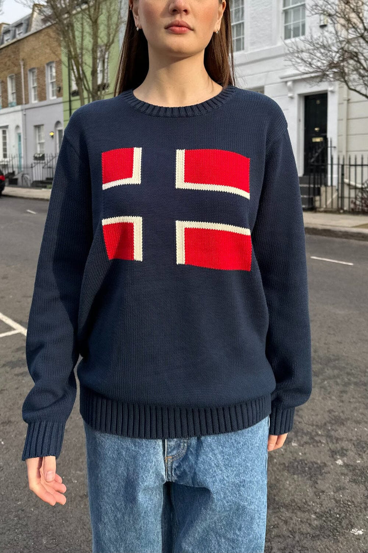 Nico Norwegian Flag Sweater | Navy Blue / Regular Fit