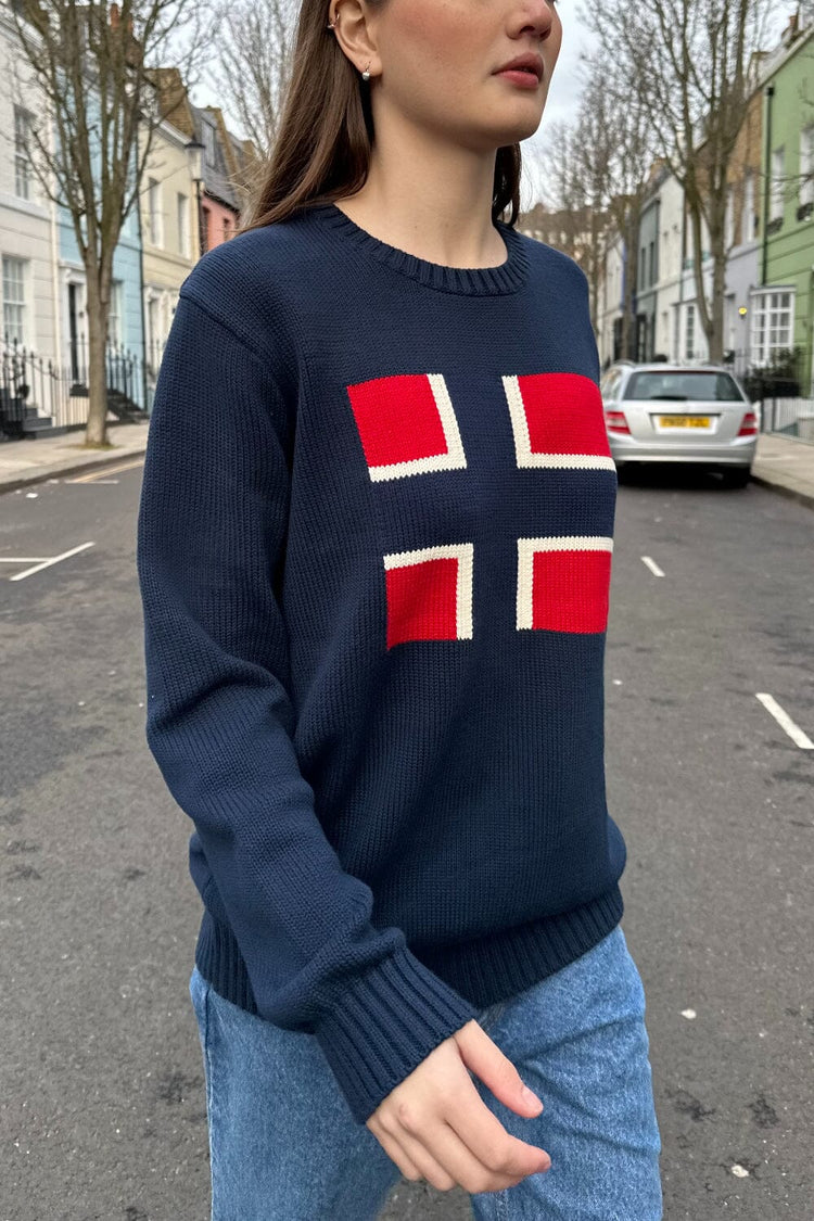 Nico Norwegian Flag Sweater | Navy Blue / Regular Fit