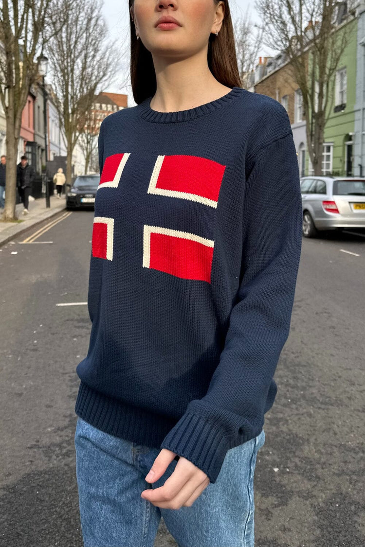 Nico Norwegian Flag Sweater | Navy Blue / Regular Fit