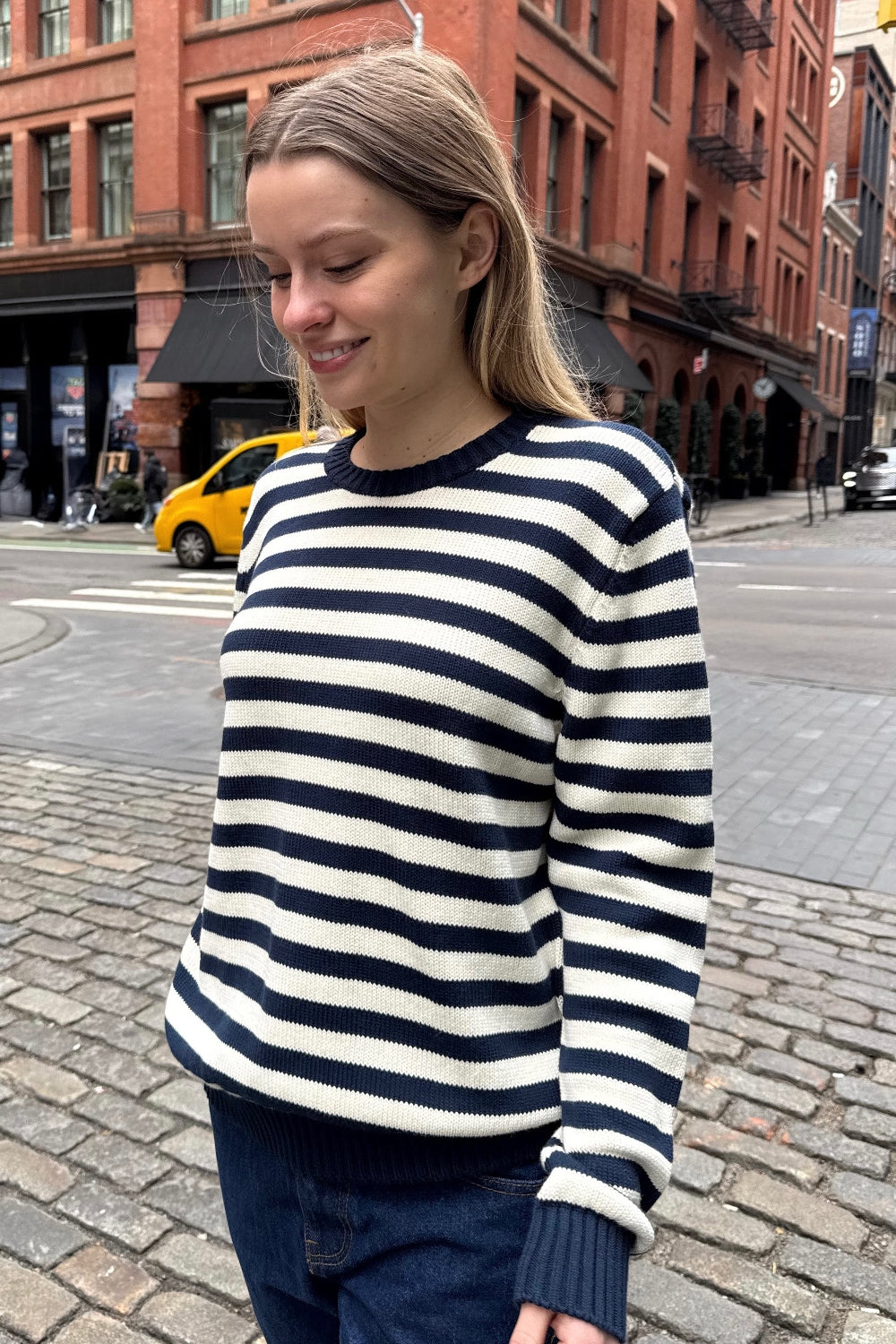 Navy Blue with Ivory Stripes / S/M