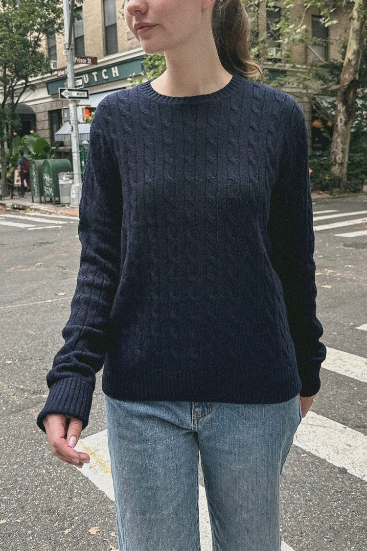 Martha Cotton Thick Sweater | Navy Blue / S/M