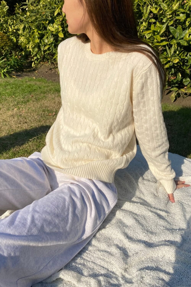 Martha Cotton Thick Sweater | White / S/M