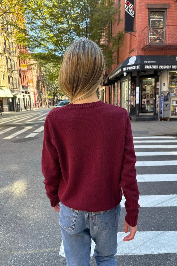 Brianna Cotton Sweater | Burgundy / S/M