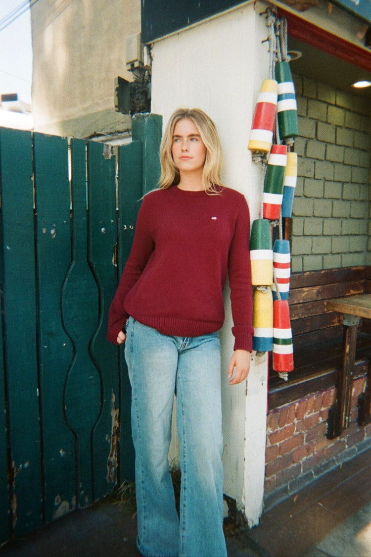 Brianna Cotton Sweater | Burgundy / S/M