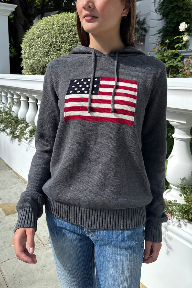 Martha American Flag Sweater | Dark Grey / Regular Fit