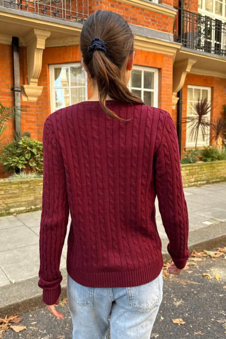 Amalie Cable Knit Cardigan | Burgundy / S/M