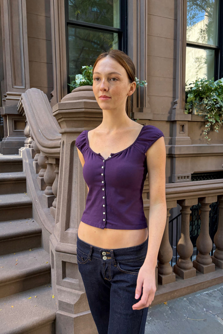 Jayda Button Top | Purple / XS/S