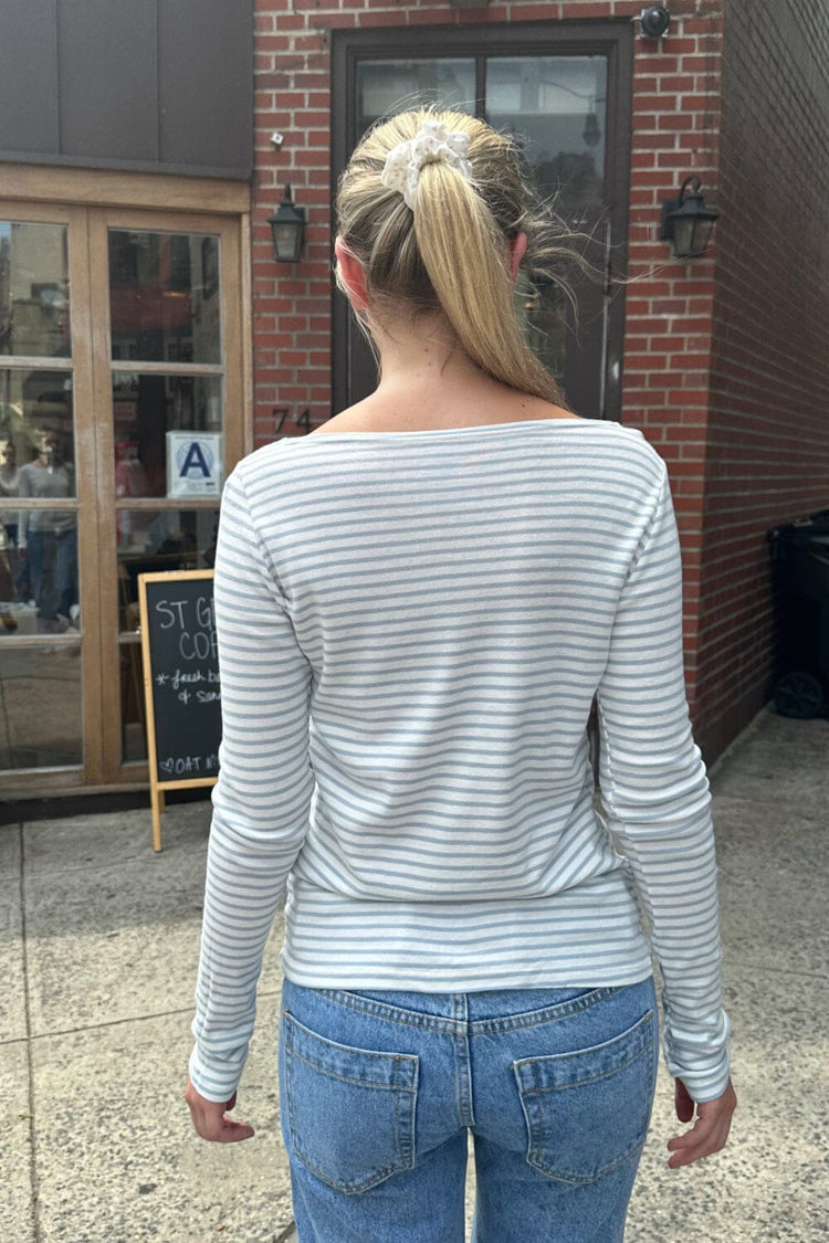 Catalina Stripe Top | Light Blue with white Stripes / S