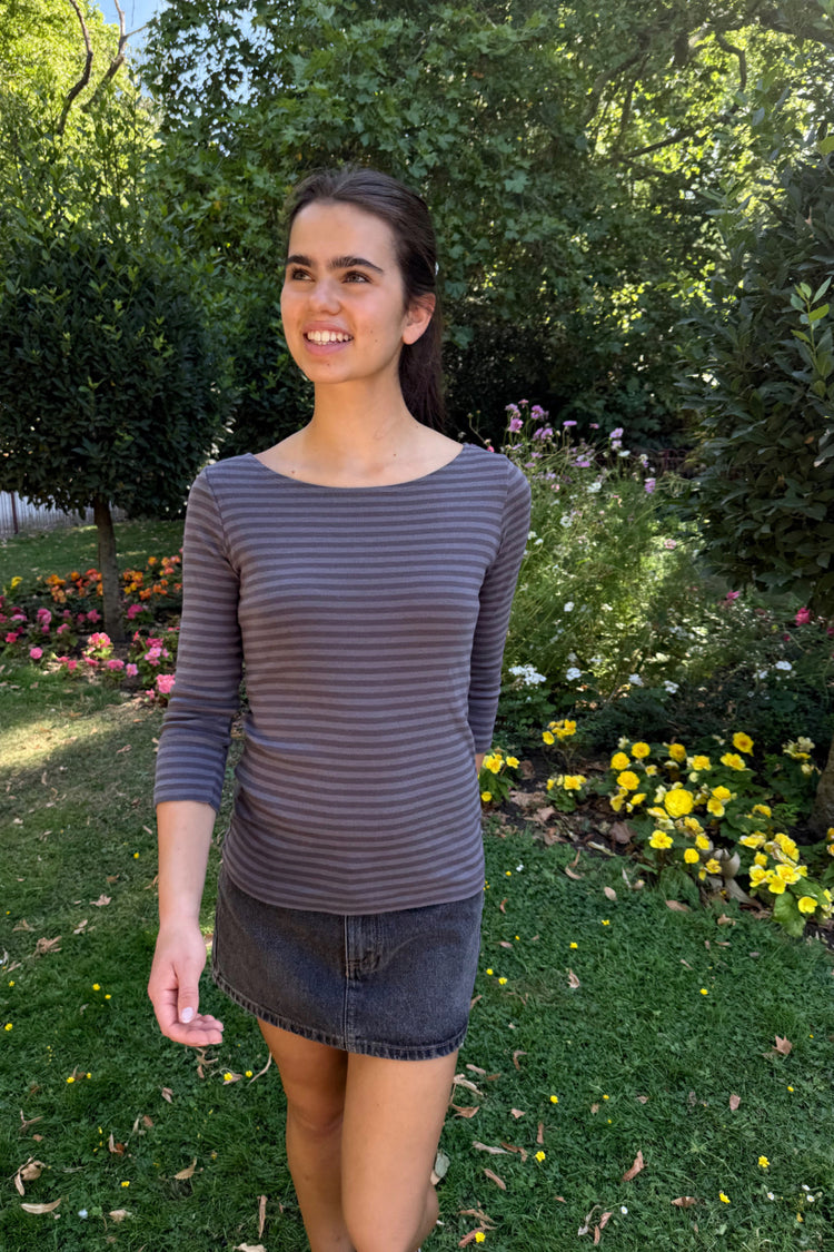 Jennie Striped Top | Faded Blue Stripes / XS/S