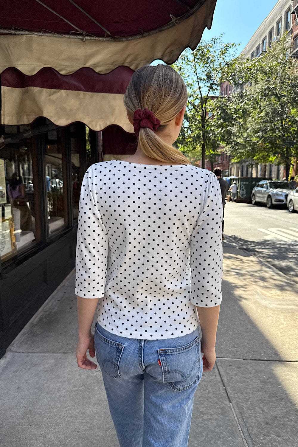White with Navy Polka Dots / XS/S