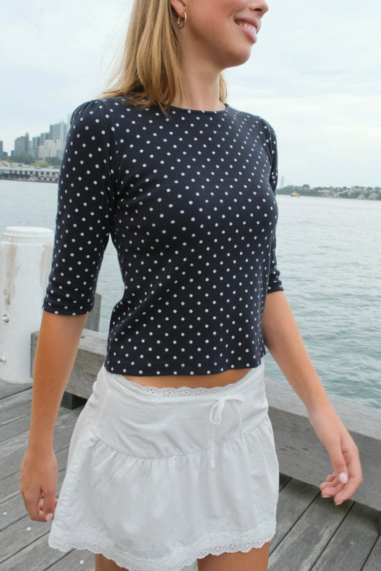 Jennie Polka Dots Top | Navy with White Polka Dots / XS/S