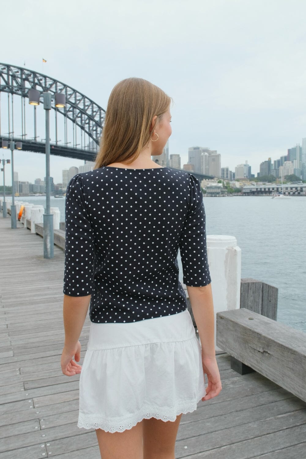 Jennie Polka Dots Top | Navy with White Polka Dots / XS/S