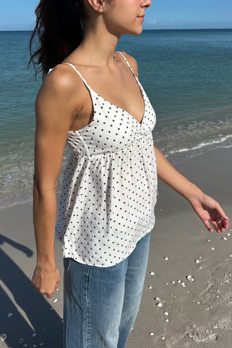 Edith Polka Dot Tank | White With Navy Large Polka Dot / XS/S