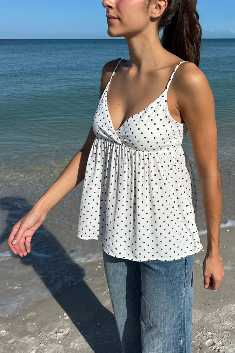Edith Polka Dot Tank | White With Navy Large Polka Dot / XS/S