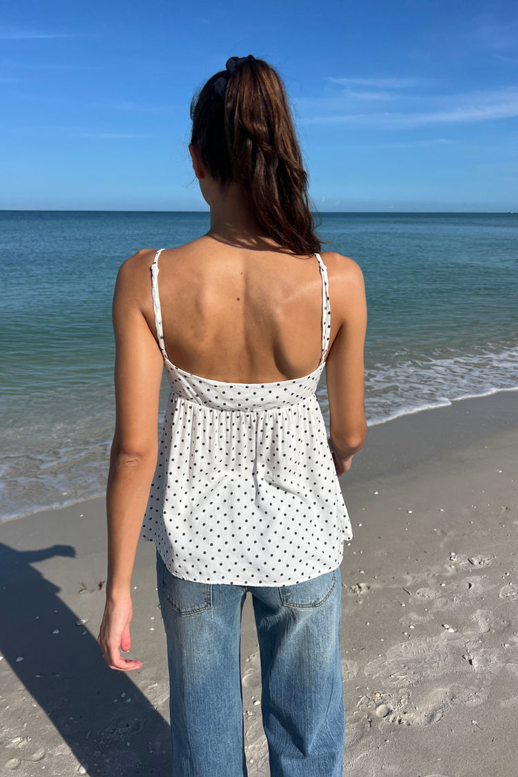 Edith Polka Dot Tank | White With Navy Large Polka Dot / XS/S