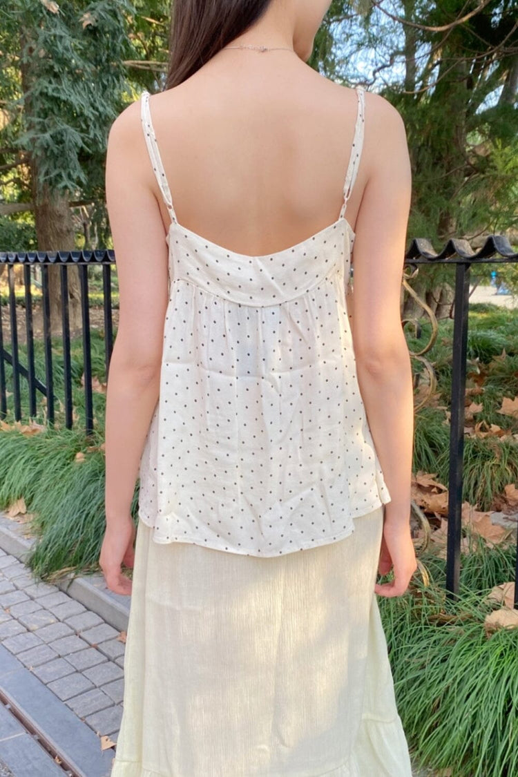 Edith Polka Dot Tank | Ivory with Faded Black Polka Dots / XS/S