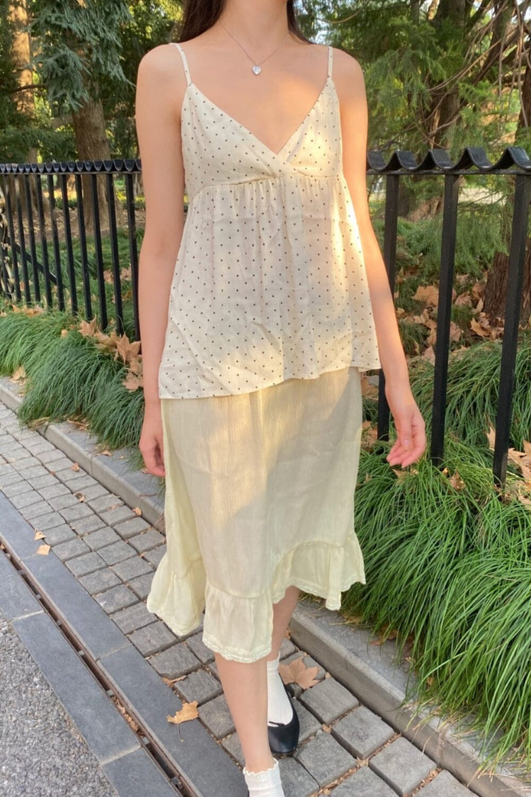 Edith Polka Dot Tank | Ivory with Faded Black Polka Dots / XS/S