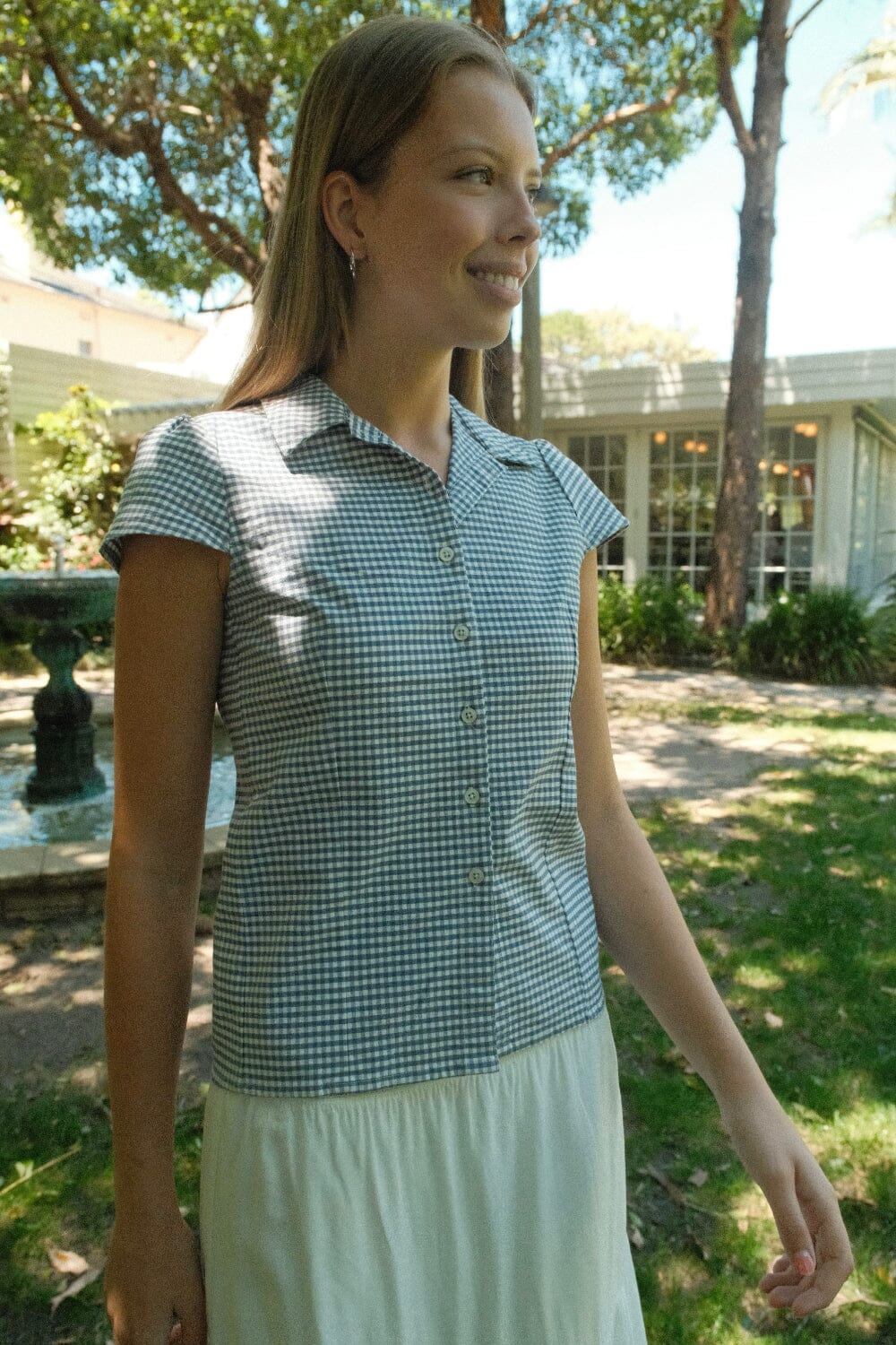 Rue Plaid Top | Blue And White Plaid / XS/S