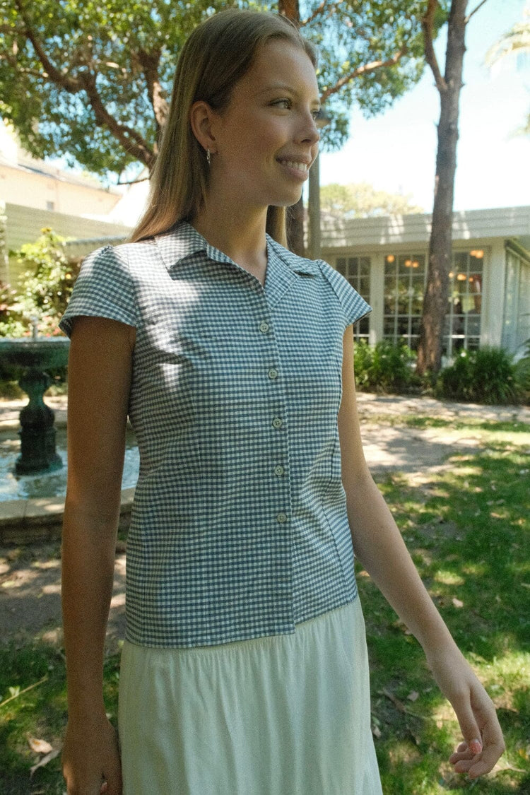 Rue Plaid Top | Blue And White Plaid / XS/S