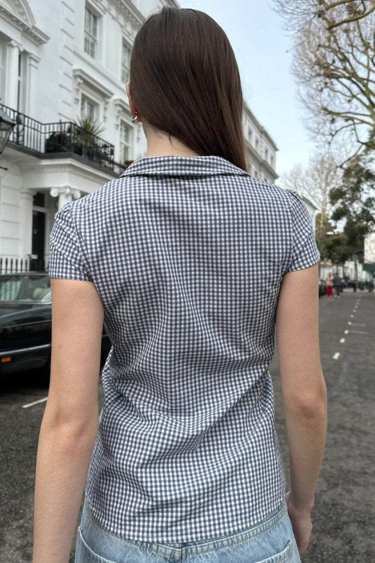 Rue Plaid Top | Blue And White Plaid / XS/S