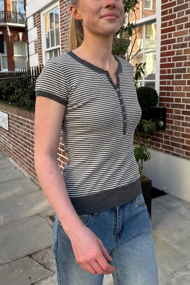 Zelly Striped Top | Charcoal And White Stripes / XS/S
