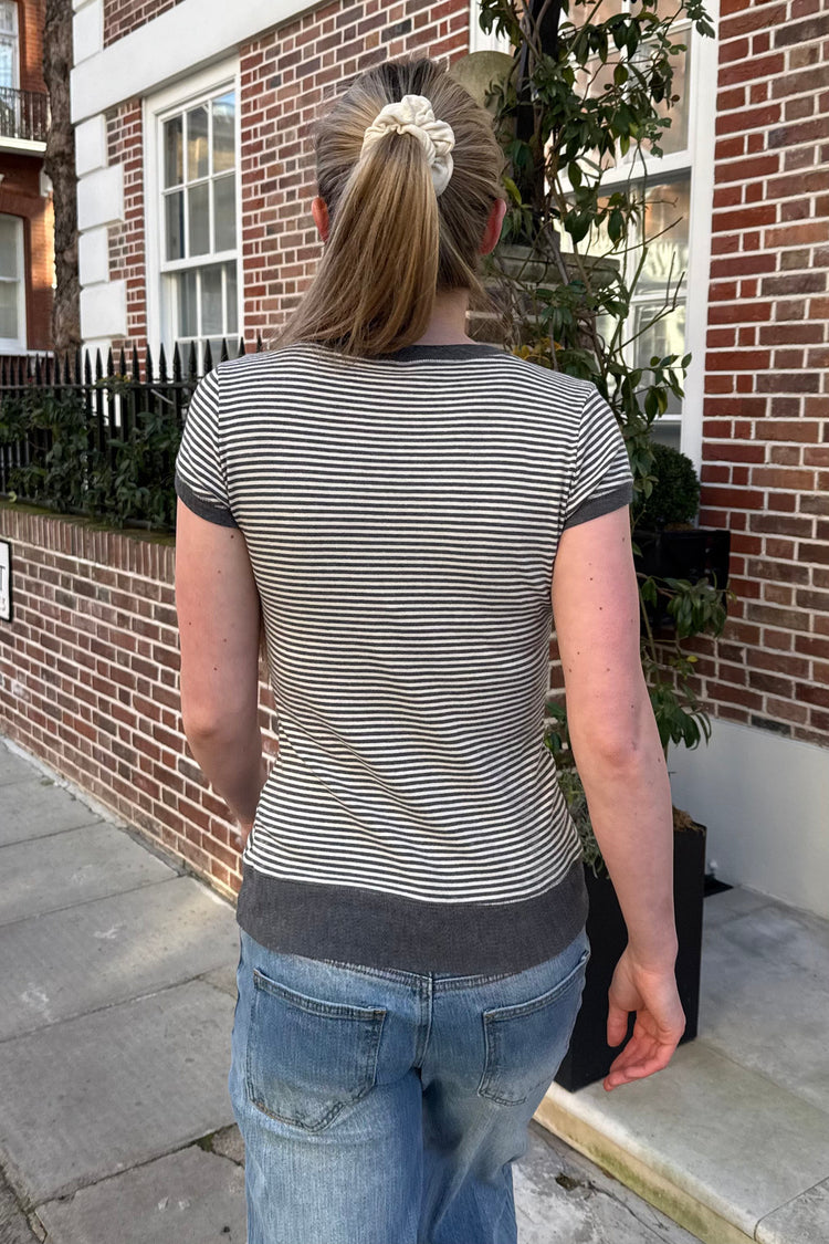 Zelly Striped Top | Charcoal And White Stripes / XS/S