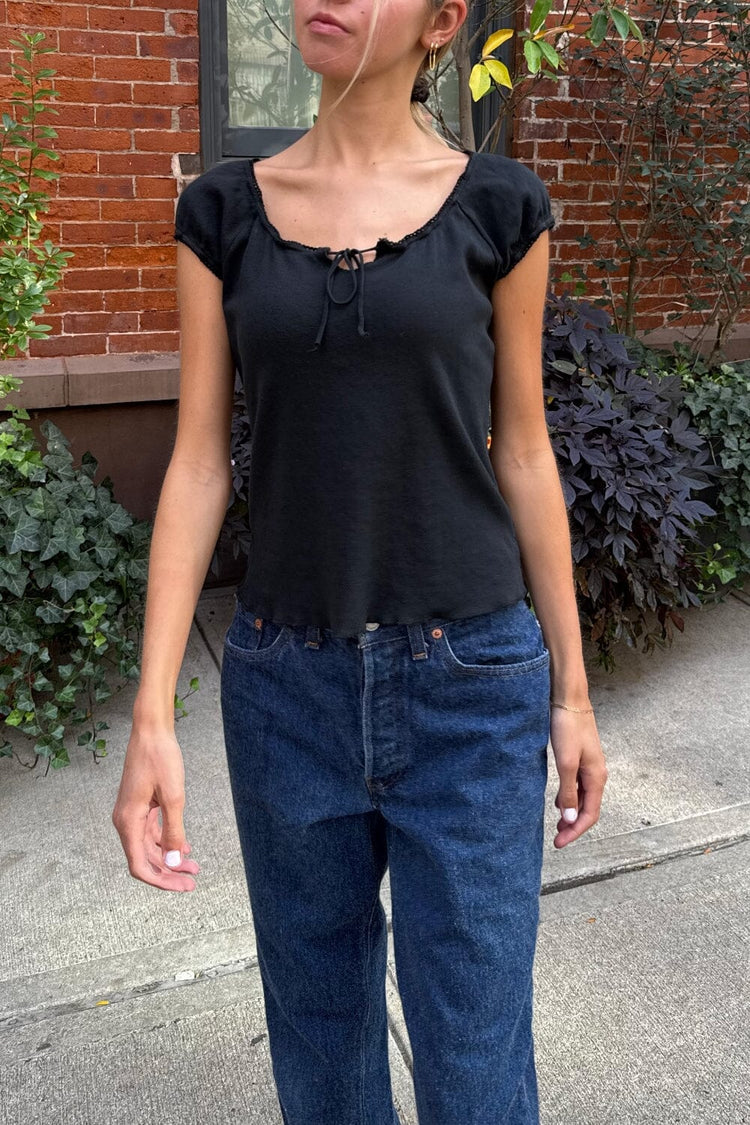 Noa Eyelet Top | Black / XS/S